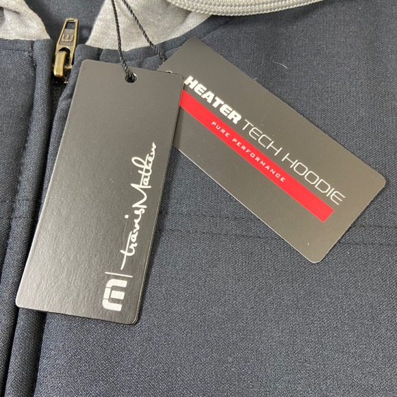 Travis Mathew Men's 3XL Scavenger Heater Tech Hoodie Vest Black Heather Grey NEW - Picture 2 of 10
